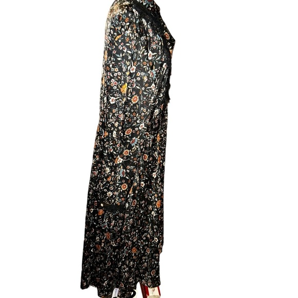 Dalia MacPhee Womens Dark Floral Pleated lace Midi Dress Size 1x plus size 14 16 - Picture 3 of 8